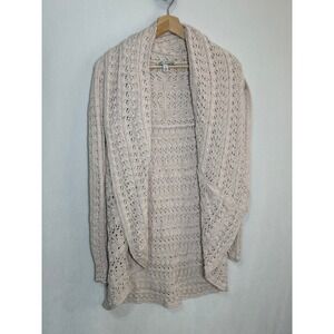 Cotton by Autumn Cashmere Pointelle Knit Open Front Shawl Cardigan XS